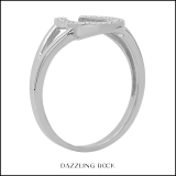 0.08 Carat (ctw) 10K White Gold Round White Diamond Right Hand Horse Shoe Ring