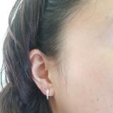 0.22 Carat (ctw) 13mm 10K White Gold Round Cut Diamond Ladies Huggie Hoop Earrings 1/4 CT