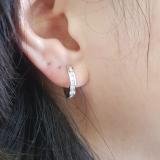 0.22 Carat (ctw) 13mm 10K White Gold Round Cut Diamond Ladies Huggie Hoop Earrings 1/4 CT