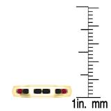 0.75 Carat (ctw) 10K Yellow Gold Round Cut Ruby & Black Diamond Men's Channel Set Wedding Band 3/4 CT