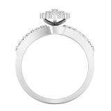 1.20 Carat (ctw) 10K White Gold Round & Baguette Cut White Diamond Ladies Cluster Right Hand Ring 1 1/4 CT