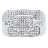 0.50 Carat (Ctw) 14K White Gold Round Cut White Diamond Men's Flashy Micro Pave Hip Hop Ring 1/2 CT