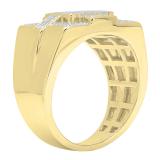 0.50 Carat (Ctw) 14K Yellow Gold Round Cut White Diamond Men's Flashy Micro Pave Hip Hop Ring 1/2 CT