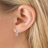 0.20 Carat (Ctw) 10K White Gold Round White Diamond Ladies Micro Pave Star Shape Dangling Drop Earrings