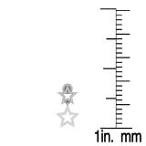 0.20 Carat (Ctw) 10K White Gold Round White Diamond Ladies Micro Pave Star Shape Dangling Drop Earrings