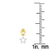 0.20 Carat (Ctw) 10K Yellow Gold Round White Diamond Ladies Micro Pave Star Shape Dangling Drop Earrings
