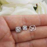 0.15 Carat (Ctw) 10K White Gold Round Cut White Diamond Ladies Cushion Frame Stud Earrings