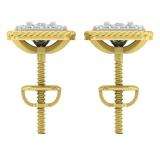 0.15 Carat (Ctw) 10K Yellow Gold Round Cut White Diamond Ladies Cushion Frame Stud Earrings