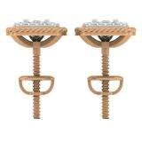 0.15 Carat (Ctw) 14K Rose Gold Round Cut White Diamond Ladies Cushion Frame Stud Earrings