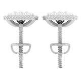 0.15 Carat (Ctw) 14K White Gold Round Cut White Diamond Ladies Cushion Frame Stud Earrings