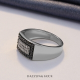 0.45 Carat (Ctw) 10K White Gold Round Black & White Diamond Men's Flashy Hip Hop Pinky Ring 1/2 CT
