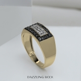 0.45 Carat (Ctw) 10K Yellow Gold Round Black & White Diamond Men's Flashy Hip Hop Pinky Ring 1/2 CT