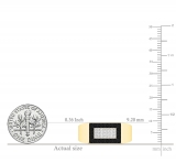 0.45 Carat (Ctw) 10K Yellow Gold Round Black & White Diamond Men's Flashy Hip Hop Pinky Ring 1/2 CT
