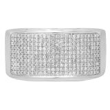 0.65 Carat (Ctw) 18K White Gold Round Cut White Diamond Men's Flashy Micropave Hip Hop Pinky Ring