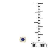 0.65 Carat (Ctw) 18K Yellow Gold Round Cut Blue Sapphire & White Diamond Ladies Square Frame Halo Stud Earrings