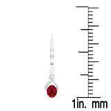 2.10 Carat (Ctw) Sterling Silver Oval Cut Garnet & Round Cut White Diamond Ladies Infinity Swirl Dangling Drop Earrings