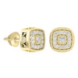 0.25 Carat (ctw) 18K Yellow Gold Round White Diamond Ladies Cluster Style Stud Earrings 1/4 CT