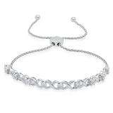 0.05 Carat (ctw) Sterling Silver Round White Diamond Ladies Swirl Infinity Link Bracelet