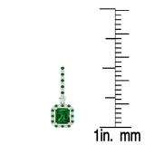 6.50 Carat (ctw) 14K White Gold Emerald & Round Cut Green & White Cubic Zirconia & Round White Diamond Ladies Halo Style Dangling Drop Earrings