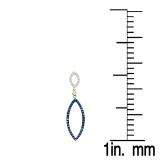 0.15 Carat (ctw) 18K Yellow Gold Round Blue & White Diamond Ladies Fashion Dangling Earrings