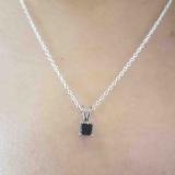 0.50 Carat (ctw) 10K White Gold Princess Cut Black Diamond Ladies Solitaire Pendant 1/2 CT