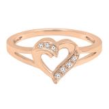 0.06 Carat (ctw) 10K Rose Gold Round Diamond Ladies Bridal Promise Heart Split Shank Engagement Ring