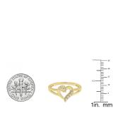 0.06 Carat (ctw) 10K Yellow Gold Round Diamond Ladies Bridal Promise Heart Split Shank Engagement Ring