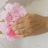 0.06 Carat (ctw) 14K White Gold Round Diamond Ladies Bridal Promise Heart Split Shank Engagement Ring