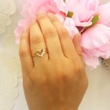 0.06 Carat (ctw) 14K Yellow Gold Round Diamond Ladies Bridal Promise Heart Split Shank Engagement Ring