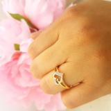 0.06 Carat (ctw) 14K Yellow Gold Round Diamond Ladies Bridal Promise Heart Split Shank Engagement Ring