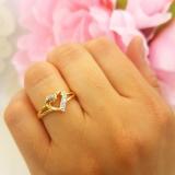 0.06 Carat (ctw) 14K Yellow Gold Round Diamond Ladies Bridal Promise Heart Split Shank Engagement Ring