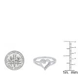 0.06 Carat (ctw) 18K White Gold Round Diamond Ladies Bridal Promise Heart Split Shank Engagement Ring