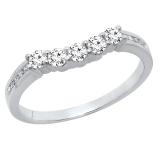 0.35 Carat (ctw) 10K White Gold Round Diamond Ladies 5 Stone Wedding Stackable Guard Ring 1/3 CT