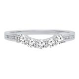 0.35 Carat (ctw) 10K White Gold Round Diamond Ladies 5 Stone Wedding Stackable Guard Ring 1/3 CT