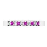0.30 Carat (ctw) 14K White Gold Princess Pink Sapphire & White Diamond Ladies Wedding Ring 1/3 CT