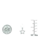 0.10 Carat (ctw) 18K White Gold Round White Diamond Ladies Star Shape Dangling Earrings 1/10 CT