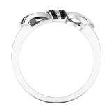 0.20 Carat (ctw) 10K White Gold Round Black & White Diamond Ladies Knot Right Hand Ring 1/5 CT