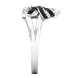 0.20 Carat (ctw) 10K White Gold Round Black & White Diamond Ladies Knot Right Hand Ring 1/5 CT