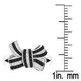 0.20 Carat (ctw) 10K White Gold Round Black & White Diamond Ladies Knot Right Hand Ring 1/5 CT