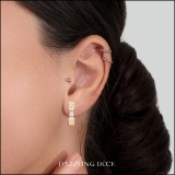 0.25 Carat (ctw) 10K Rose Gold Round Cut White Diamond Ladies Huggies Hoop Earrings 1/4 CT