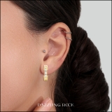 0.25 Carat (ctw) 14K Yellow Gold Round Cut White Diamond Ladies Huggies Hoop Earrings 1/4 CT