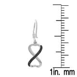 0.20 Carat (ctw) Sterling Silver Round Black Diamond Ladies Heart Shaped Dangling Earrings 1/5 CT