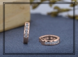 0.20 Carat (ctw) 10K Rose Gold Round White Diamond Ladies Huggies Hoop Earrings 1/5 CT