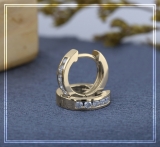 0.20 Carat (ctw) 10K Yellow Gold Round White Diamond Ladies Huggies Hoop Earrings 1/5 CT