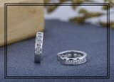 0.20 Carat (ctw) 18K White Gold Round White Diamond Ladies Huggies Hoop Earrings 1/5 CT