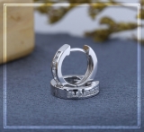 0.20 Carat (ctw) 18K White Gold Round White Diamond Ladies Huggies Hoop Earrings 1/5 CT