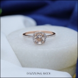 6 MM Round Morganite & White Diamond Halo Bridal Engagement Ring 10K Rose Gold