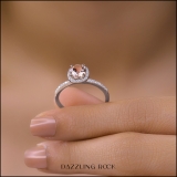 6 MM Round Morganite & White Diamond Halo Bridal Engagement Ring 10K Rose Gold