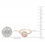 6 MM Round Morganite & White Diamond Halo Bridal Engagement Ring 10K Rose Gold