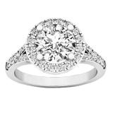2.05 Carat (ctw) 10K White Gold Round White Diamond Bridal Split Shank Halo Engagement Ring 2 CT